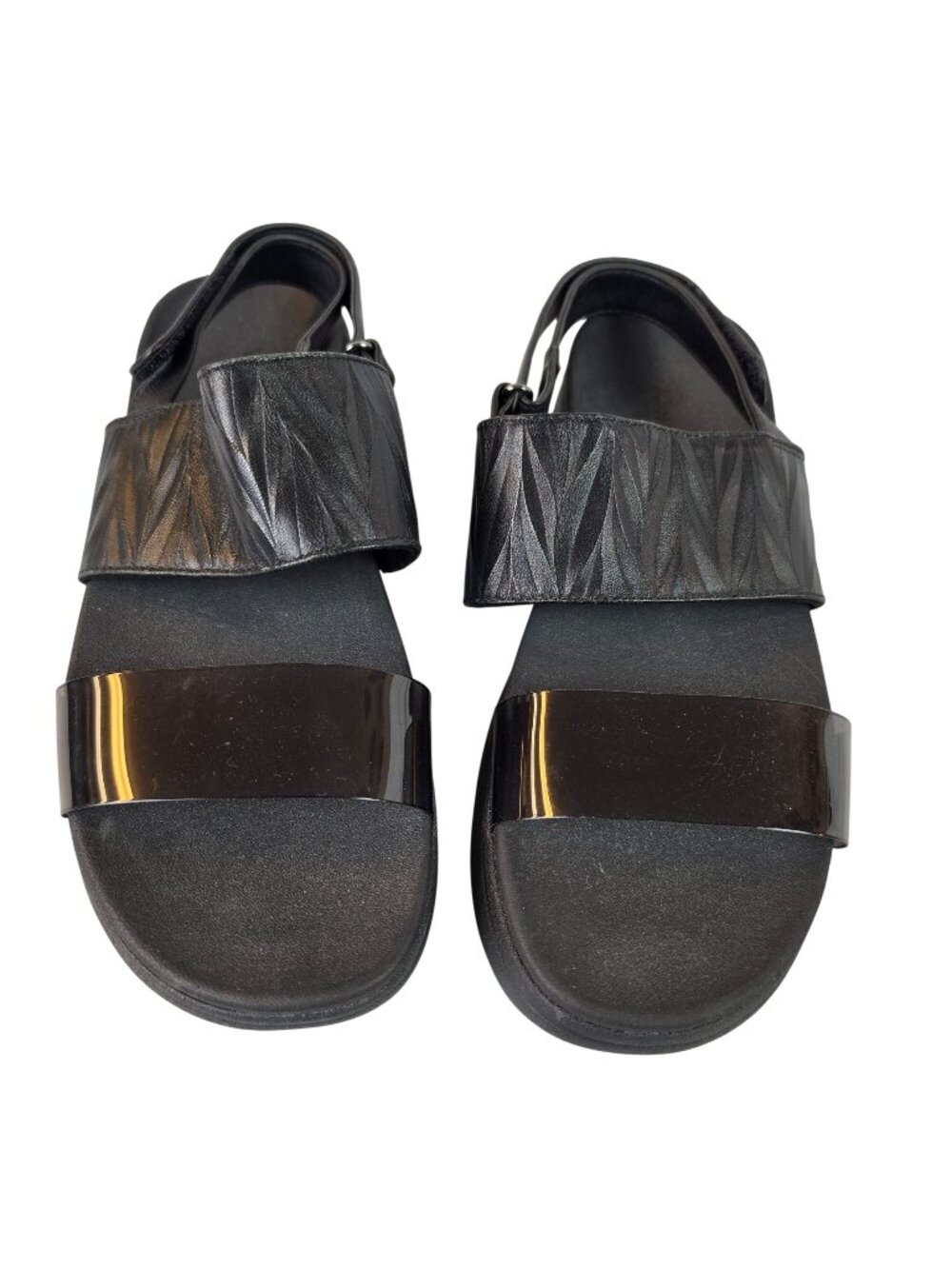 Vionic Karleen Platform Sandals Womens 9.5 Black Leather Backstrap Arch Support